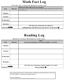Homework Log - Reading And Math Facts