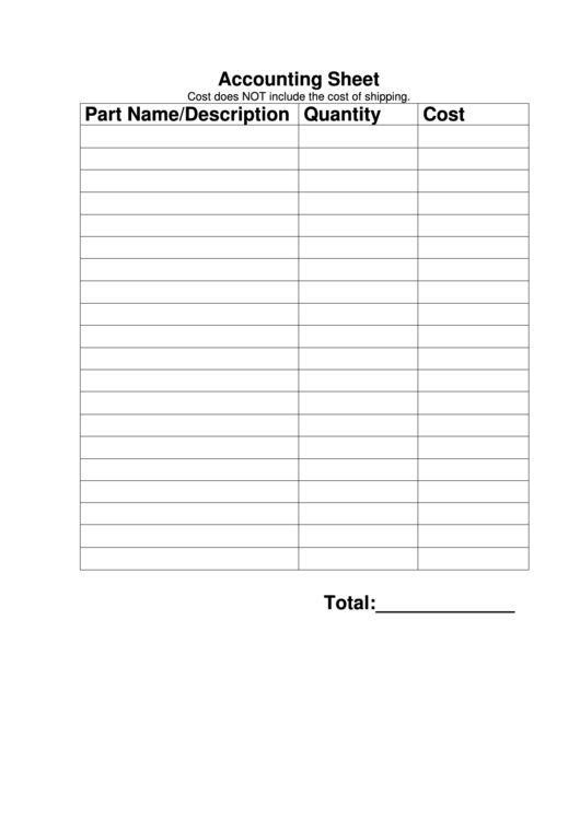 Fillable Accounting Sheet Template Printable pdf