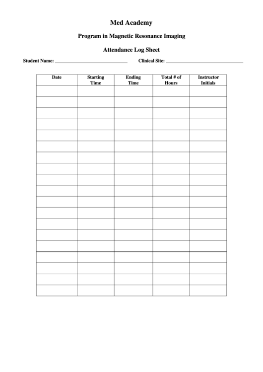 Attendance Log Sheet Printable pdf