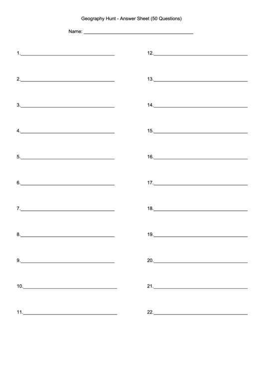 Answer Sheet Template (50 Questions) printable pdf download