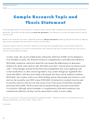 Sample Research Topic And Thesis Statement