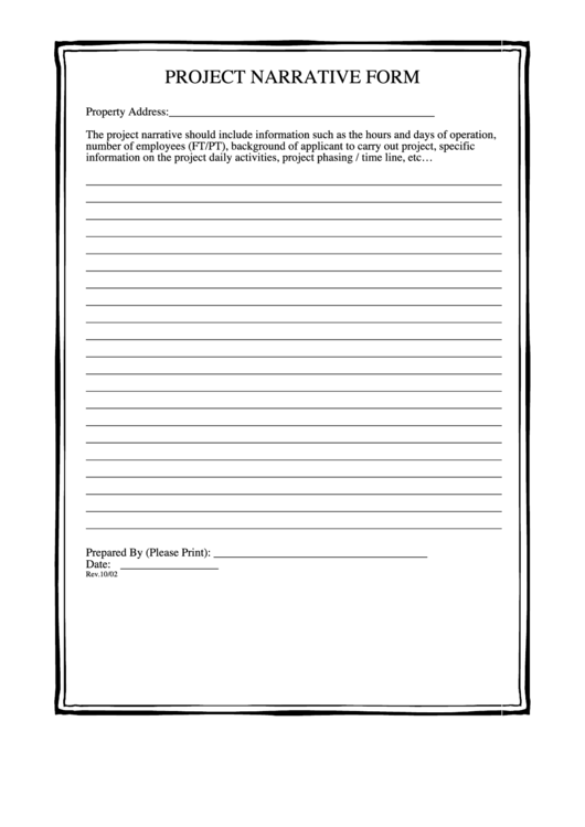 Fillable Project Narrative Form Printable pdf