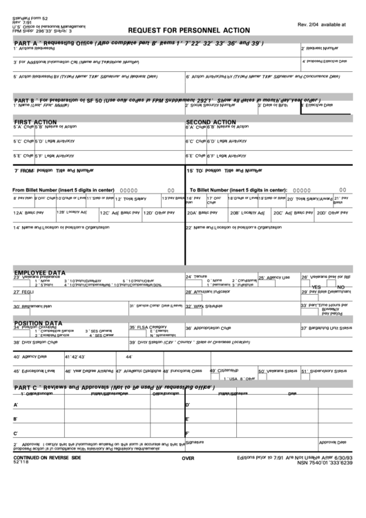 Fillable Request Personnel Action - Noaa Workforce Management Office Printable pdf