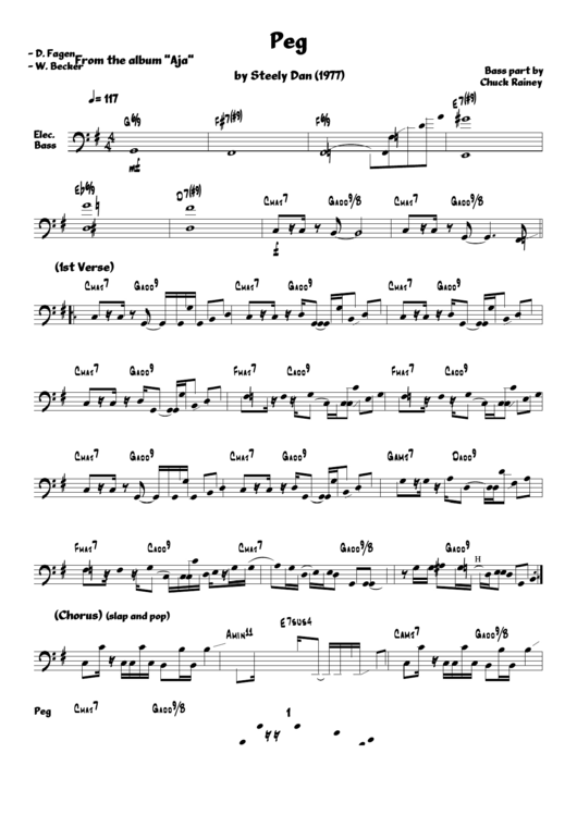 Peg (Sheet Music From The Album "Aja") By Steely Dan Printable pdf