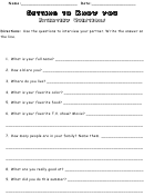 Interview Questionnaire Template: Getting To Know You Printable pdf