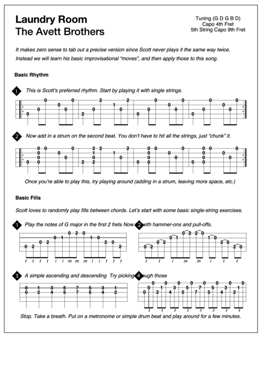 Laundry Room - The Avett Brothers (Guitar Sheet Music) Printable pdf