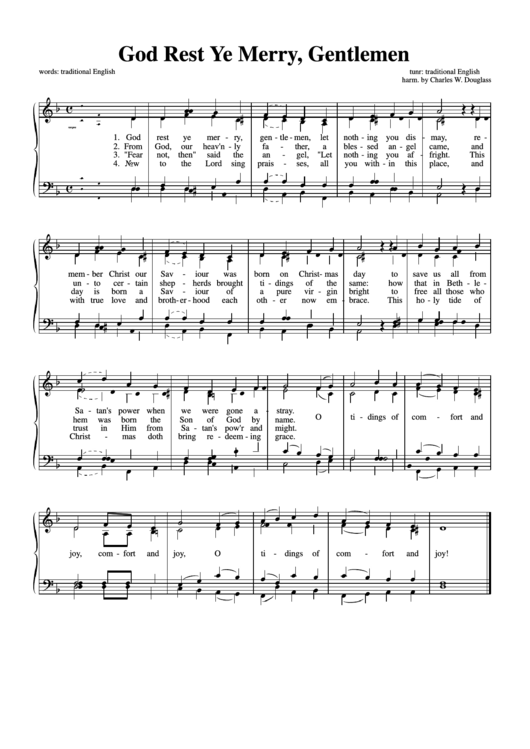 God Rest Ye Merry, Gentlemen - Harm. By Charles W. Douglass Printable pdf
