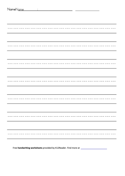 Blank Ruled Line Handwriting Worksheets For Kindergarten And First