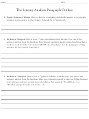 The Literary Analysis Paragraph Outline Template