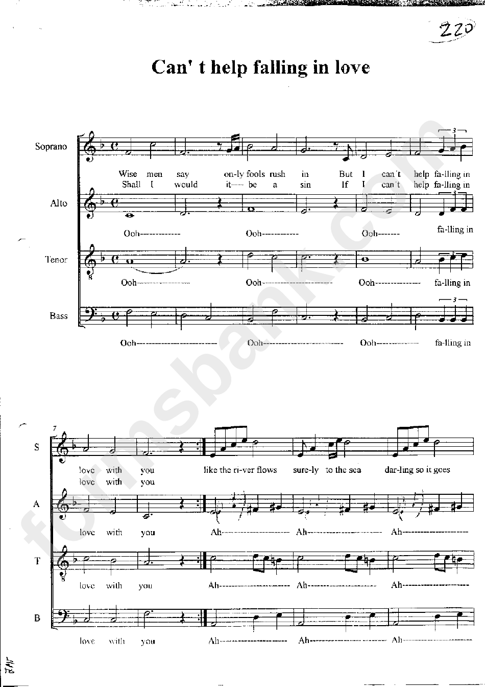 Can T Help Falling In Love Sheet Music