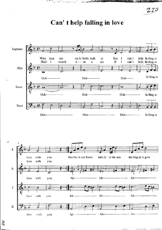 Can T Help Falling In Love Sheet Music Printable pdf