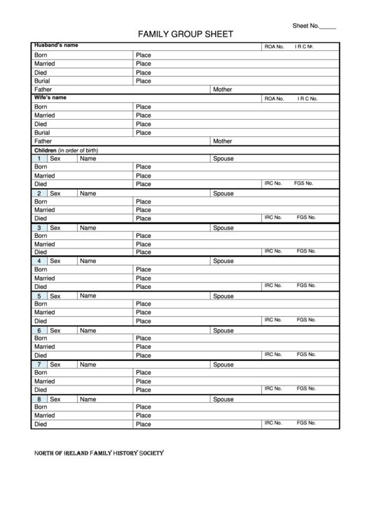 Family Group Sheet Template Printable Pdf Download