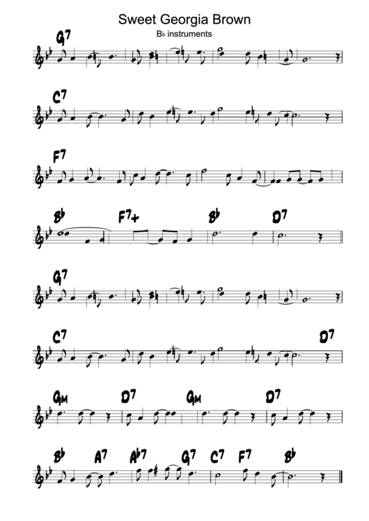 Sweet Georgia Brown (Sheet Music) - Bb Instruments Printable pdf