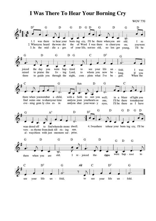 I Was There To Hear Your Borning Cry (Sheet Music) Printable pdf