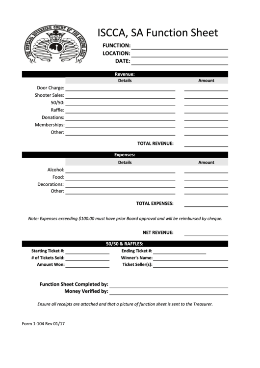 Iscca Function Sheet