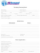 Wedding Planning Sheet - All Around Entertainment Printable pdf