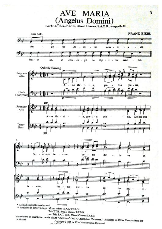 Ave Maria (Angelus Domini) - Franz Biebl printable pdf download