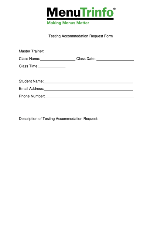 Menutrinfo Testing Accommodation Request Form Printable pdf