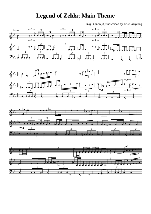 Legend Of Zelda - Main Theme Transcribed By Brian Auyeung Sheet Music Printable pdf