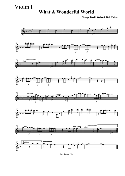 What A Wonderful World - George David Weiss & Bob Thiele (Violin Notes Music) Printable pdf