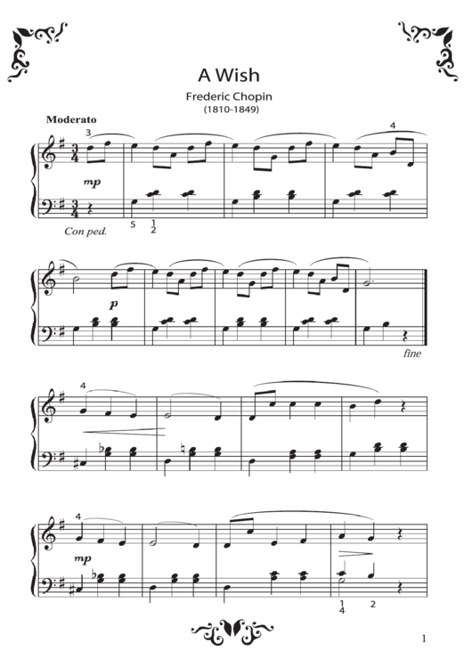 A Wish - Frederic Chopin Sheet Music Printable pdf