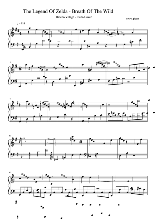 The Legend Of Zelda - Breath Of The Wild Piano Notes Printable pdf