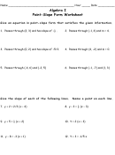 Algebra I Point-slope Form Worksheet