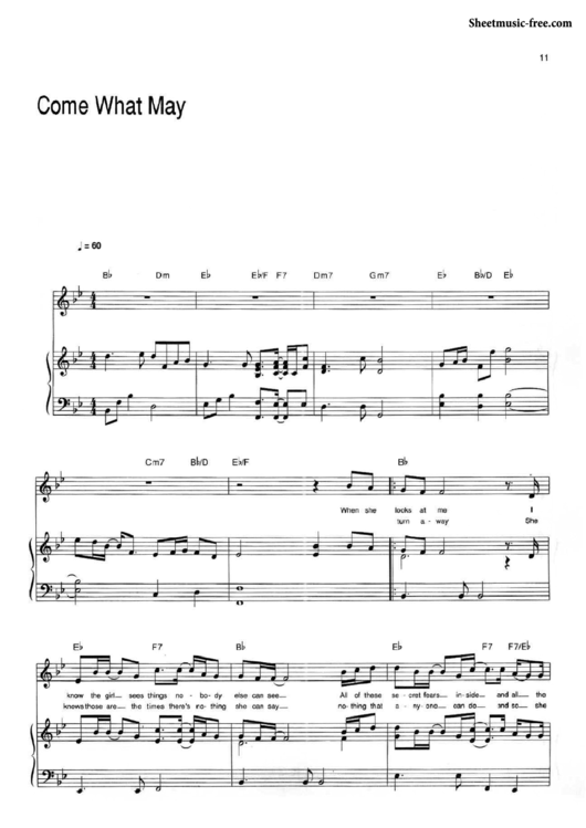Come What May - Sheet Music Printable pdf