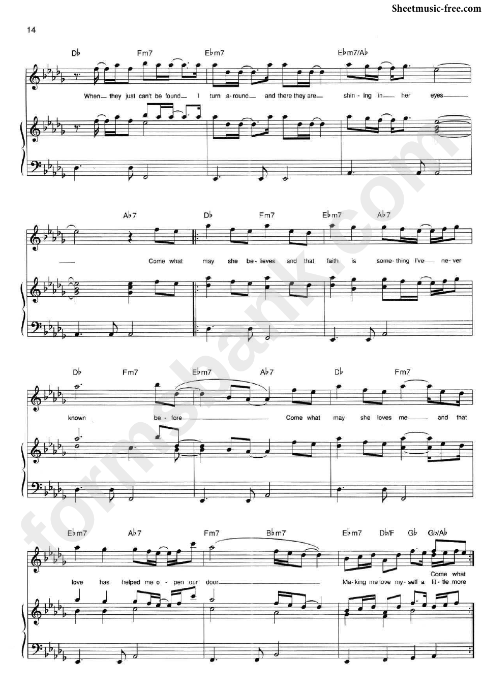 Come What May - Sheet Music