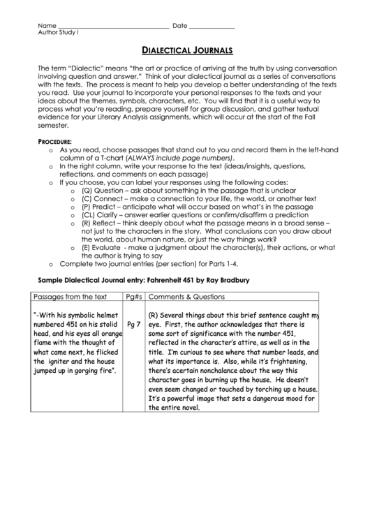 Top 5 Dialectical Journal Templates free to download in PDF format