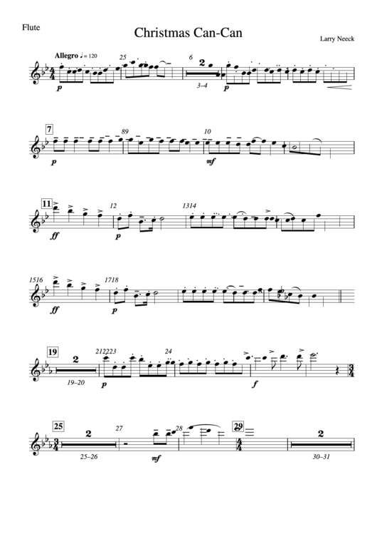 Christmas Can-Can - Larry Neeck Flute Sheet Music Printable pdf