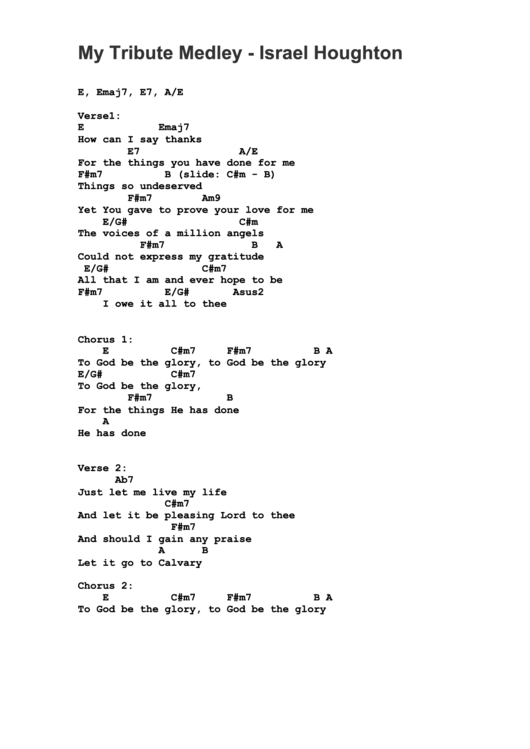 My Tribute Medley - Israel Houghton printable pdf download