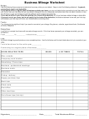 Business Mileage Worksheet Template