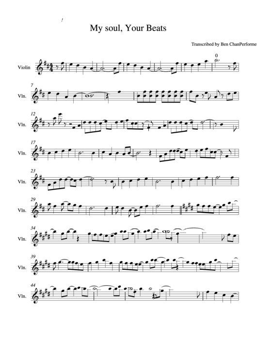 My Soul, Your Beats - Violin Printable pdf
