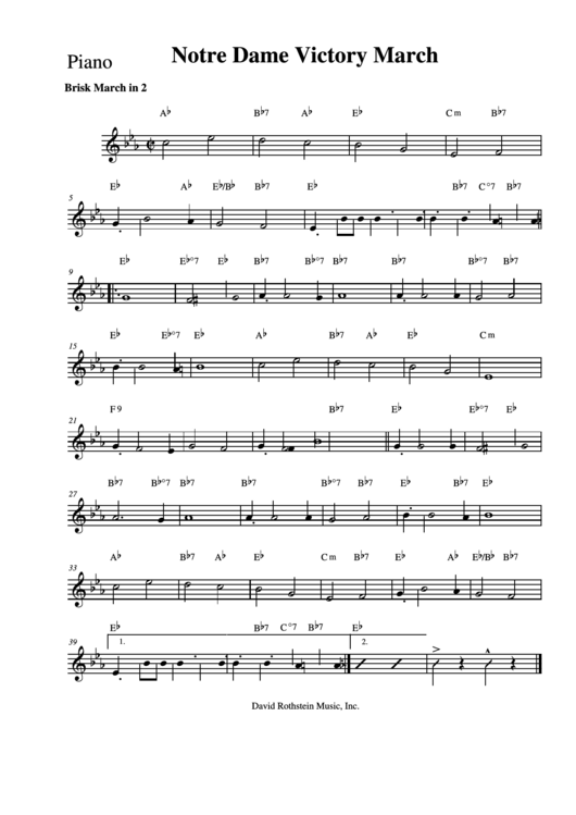 Notre Dame Victory March -Piano Printable pdf