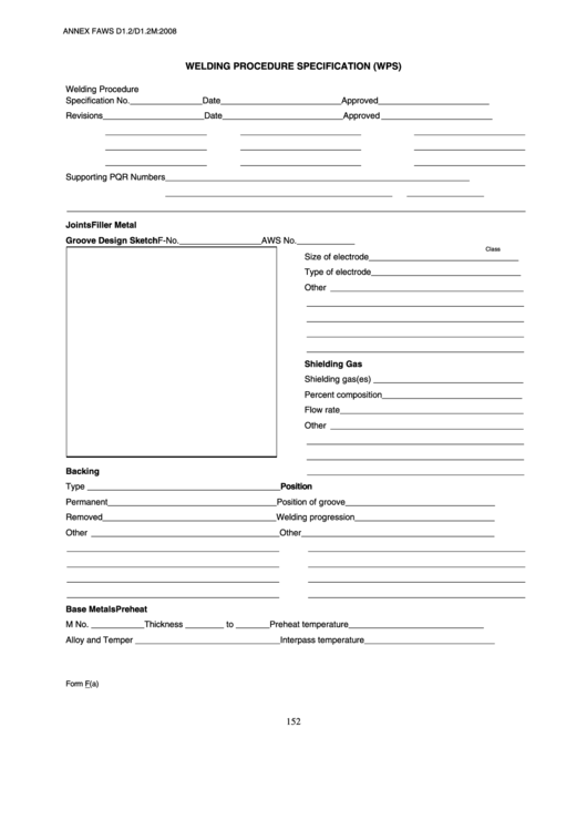 Fillable Welding Procedure Specification (Wps) Form Printable pdf