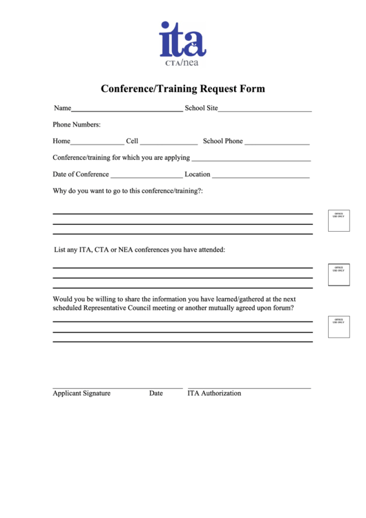 Fillable Conference/training Request Form Printable pdf