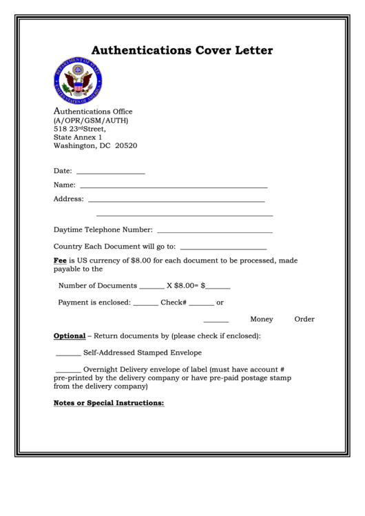 Authentications Cover Letter Printable pdf