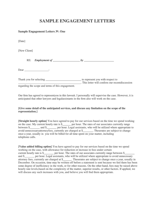 Sample Engagement Letter Template Printable pdf