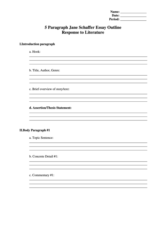 5 Paragraph Essay Outline Template Printable pdf