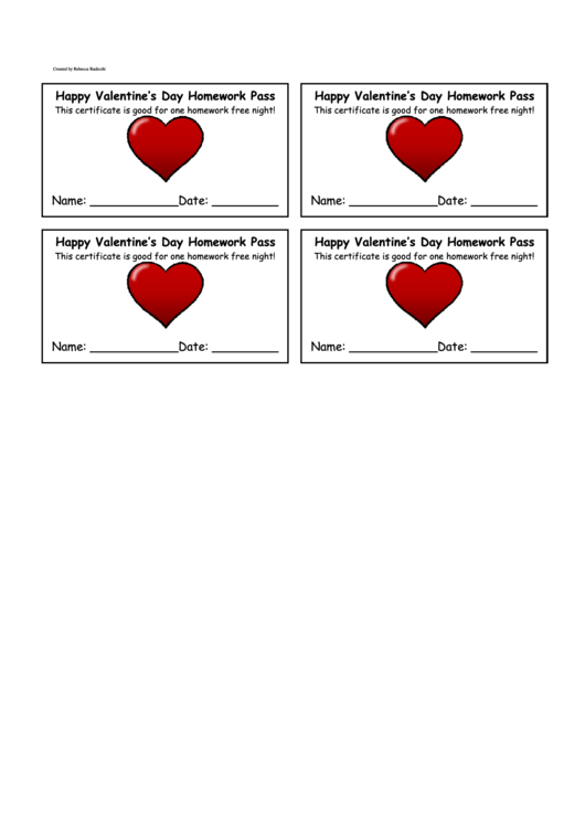 Free Valentine Homework Pass Printable Free Templates Printable