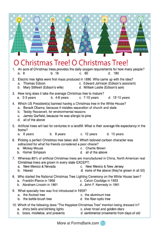 O Christmas Tree Activity Sheet
