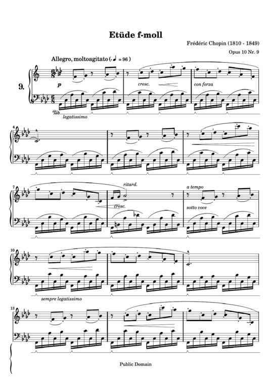 Etude F-Moll (Sheet Music) Frederic Chopin Printable pdf