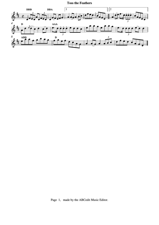 Toss The Feathers (Sheet Music) Printable pdf