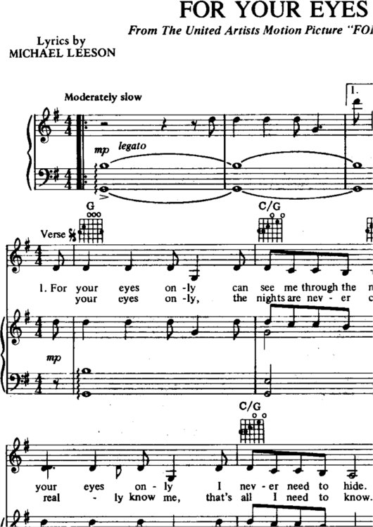 For Your Eyes Only (Sheet Music) - Bill Conti Printable pdf