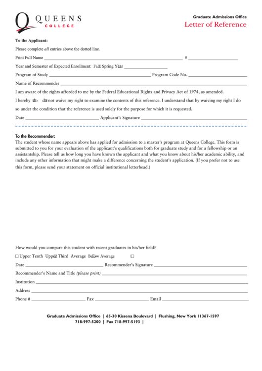 Sample Letter Of Reference Template