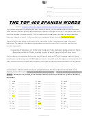 'the Top 400 Spanish Words' Spanish Worksheet