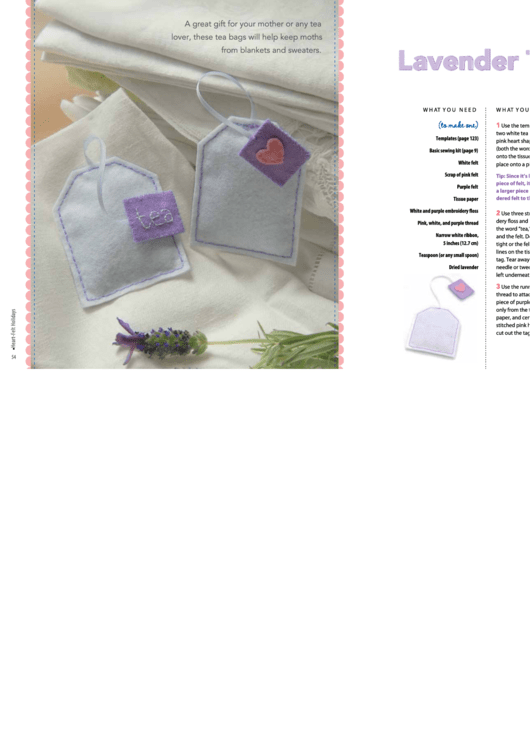 Lavender Tea Bag Sachets Template With Christmas Ornaments