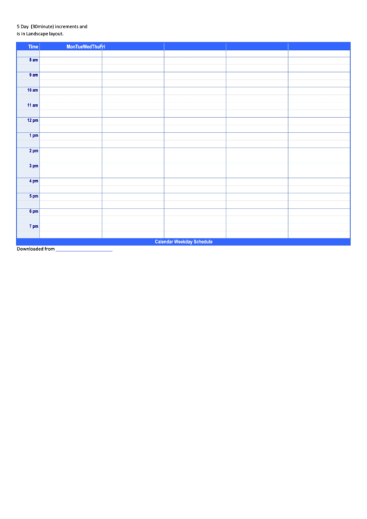 5 Day Schedule Template Printable pdf
