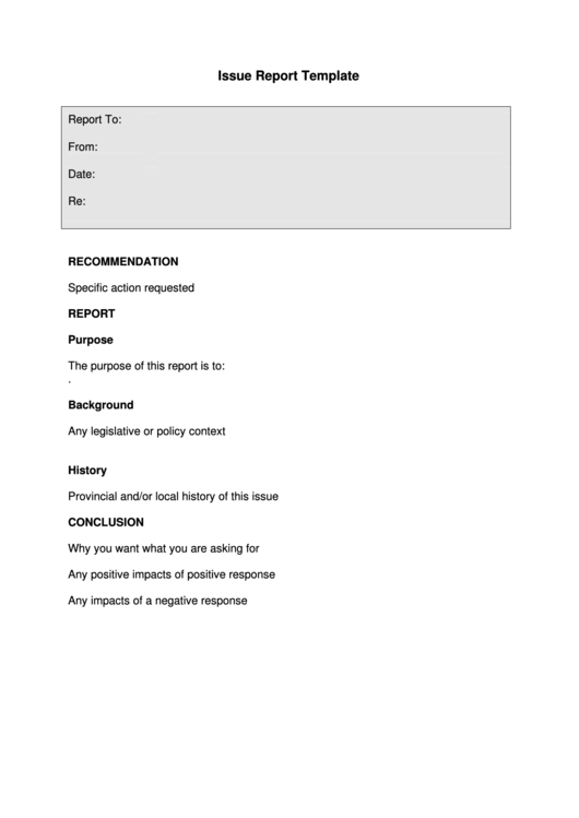 Issue Report Template